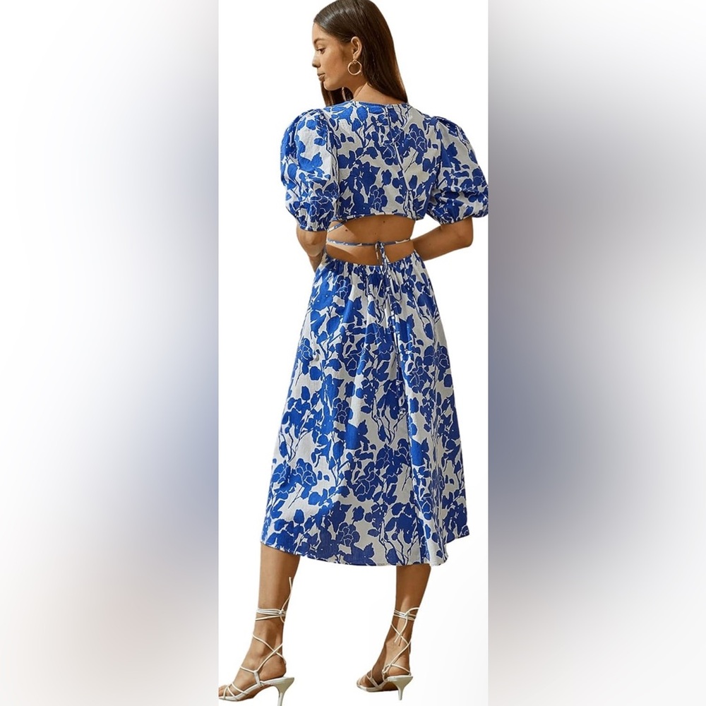 Blue and White Floral Maxi Dress